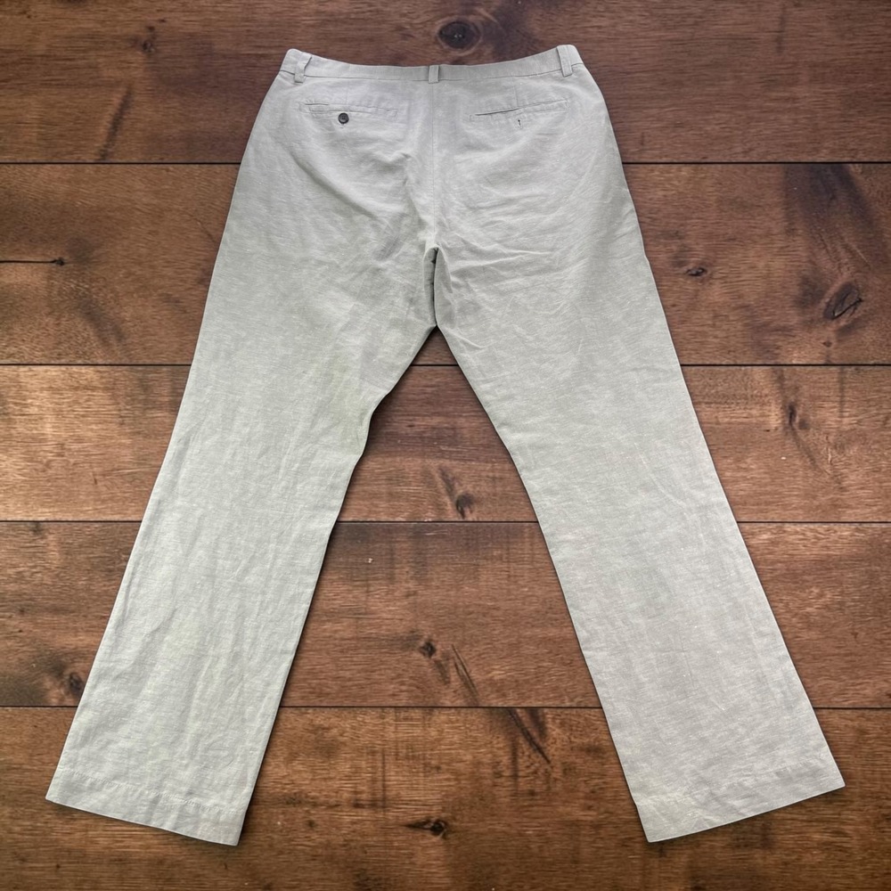Banana Republic Aiden Chino Pants Mens 36x32 Gray Linen Cotton Slim Straight - Picture 2 of 13